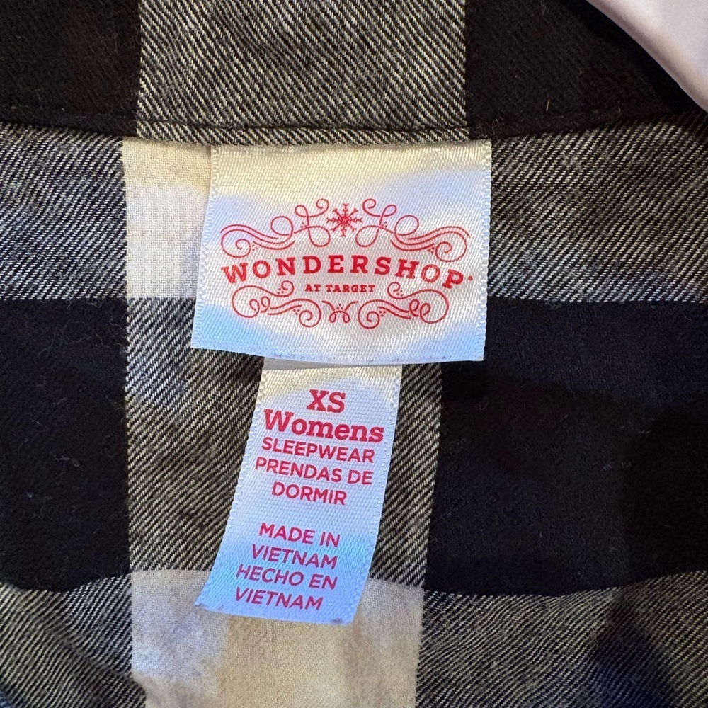 Wondershop Black and White buffalo check/red piping  Pajama Set women’s XS - Picture 7 of 16